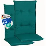 NYVI Gartenstuhl Auflagen Hochlehner 2er Set Barcelona - UV-Beständig, Atmungsaktiv, Strapazierfähig - Hochlehnerauflagen Sitzkissen Outdoor - Sitzauflagen für Gartenstühle 118x50cm Türkis