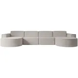 altdecor Wohnlandschaft Hellbraun, Textil, 3-Sitzer, U-Form 384x78x165 cm, Wohnzimmer, Sofas - Couches, Wohnlandschaften, Wohnlandschaften in U-Form