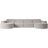 altdecor Wohnlandschaft Hellbraun, Textil, 3-Sitzer, U-Form 384x78x165 cm, Wohnzimmer, Sofas - Couches, Wohnlandschaften, Wohnlandschaften in U-Form