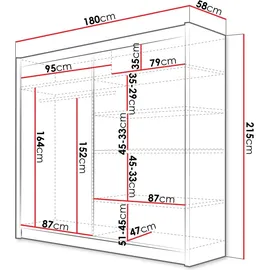 Mirjan24 Schiebetürenschrank London I 180 x 215 x 58 cm Beige
