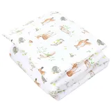 TupTam Kinder Gemusterte Bettdecken Set Ganzjahresdecke Bettdecke Kopfkissen Flachkissen 2tlg., Farbe: Wald Tiere Braun Beige Fuchs Reh Igel Eichh... - Braun/Beige