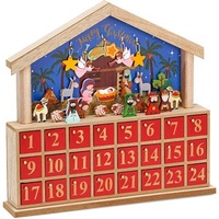 BRUBAKER Adventskalender Bethlehem, mit 24 Schubladen zum Befüllen und Krippenfiguren