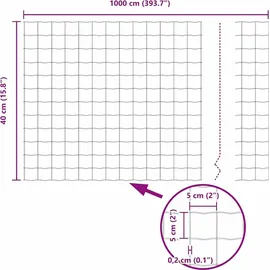 vidaXL Eurozaun Grün 0,4 x 10 m PVC-beschichtetes Eisen - Grün
