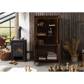 Massivmoebel24 Vitrine Akazie 98 x 40 x 180 cm Dunkelbraun