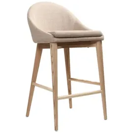 miliboo Skandinavische Barhocker aus beigem Stoff und massiver Esche H66 cm (2er-Pack) DALIA