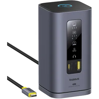 Baseus Spacemate Displaylink Docking Station USB C 11-in-1, 3 Monitore 4K, 10Gbps USB-C/A, 100W PD, Ethernet, Audio, für M1/M2/M3/Win und MacOS