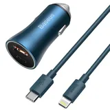 Baseus Golden Contactor Pro KFZ-Ladegerät 40 W USB Typ C/USB Blau