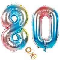 40 Zoll luftballons zahl 80 Regenbogen frauen 80. geburtstagsdeko frau Nummer 80 Helium Zahlenballon 80 folienballon 80 XXL ballon 80 jahre Geburtstag Dekoration frau 80 geburtstag deko frauen (80)