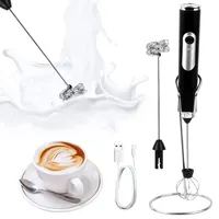 Milchaufschäumer Elektrisch Edelstahl Melektrischer Schneebesen USB Wiederaufladbar ​Milchschäumer Geeignet mit Ständer für Kaffee, Cappuccino, Milchkaffee, heiße Schokolade