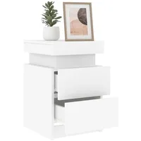 VidaXL Nachttisch mit LED-Leuchten Weiß 35x39x55 cm