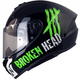 Broken Head Motorradhelm Broken Head Adrenalin Therapy 4X Schwarz-Neon-Grün Glanz, Limited Edition, Optik für Adrenalin-Junkies! S (55-56 cm)