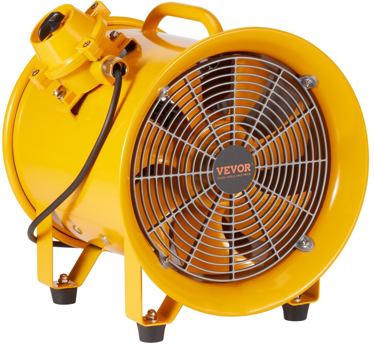 VEVOR Bauventilator 1100-W-AC-Motor Baugebläse 2850 U/min Baulüfter Gebläse 2001 L/s (4240 CFM) Axiallüfter 5 m Netzkabel Axialgebläse 79 dB Geräuschpegel Industrielüfter IP44