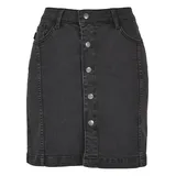 URBAN CLASSICS Organic Stretch Button Denim Jeansrock Black Washed 32
