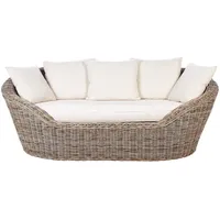 Sonneninseln für den Garten aus Rattan-Geflecht mit 6 hellbeigen Kissen Boho Out