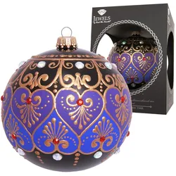 Krebs Glas Lauscha Kugel Byzanz, Schwarz Glanz, 10cm