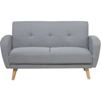 Beliani Schlafsofa 2-Sitzer Florli Stoff Hellgrau