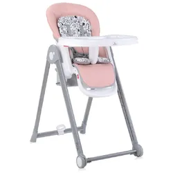 Lorelli Kinderhochstuhl PARTY Rollen Höhe Lehne Fußstütze Tisch sind einstellbar pink