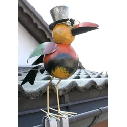 DanDiBo Rabe für die Dachrinne 30 cm Bunt Vogel aus Metall 2344 Dachschmuck Gartendeko