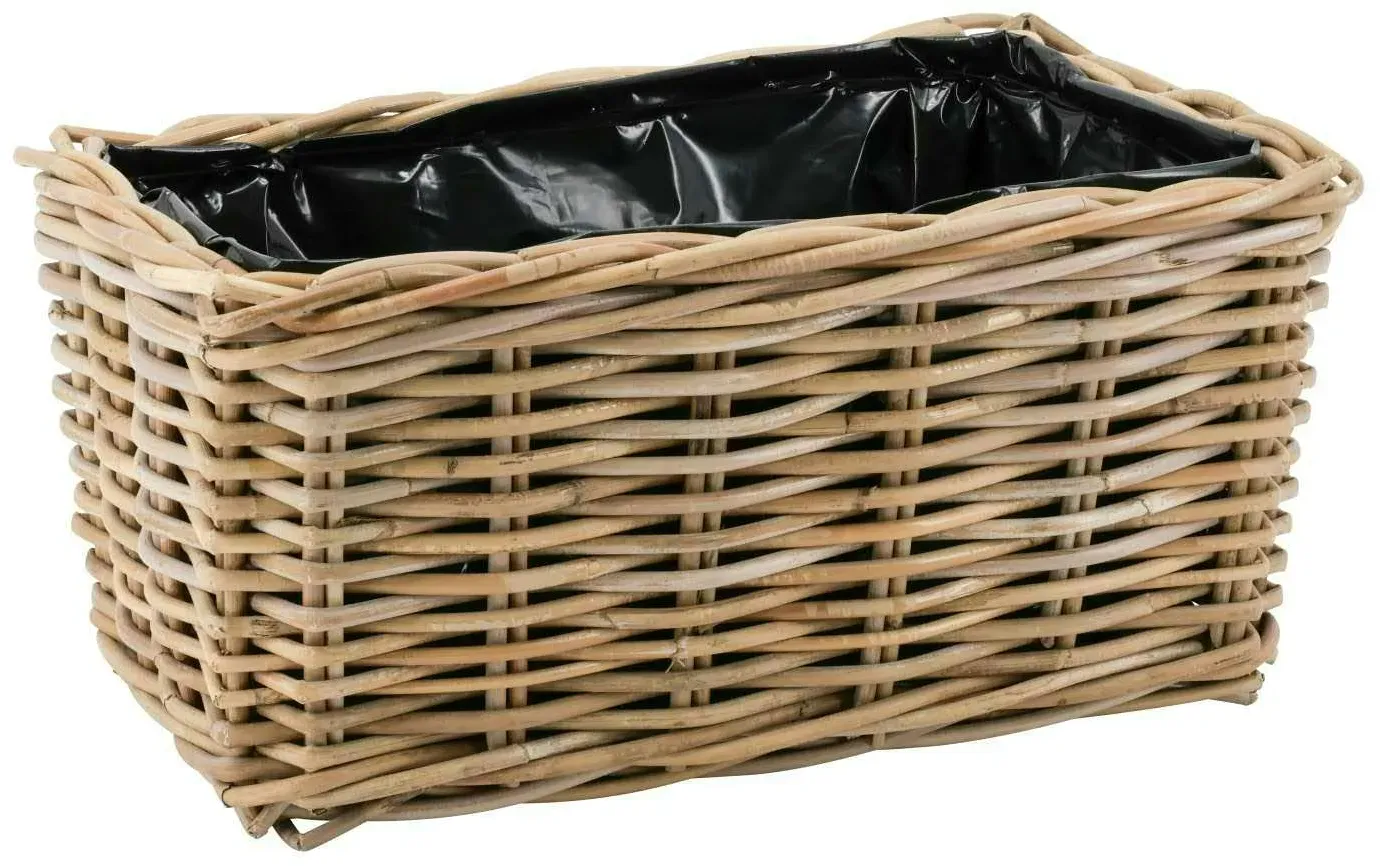 Korb Rattan 50x23x20cm Kubu mit Folie  - natur