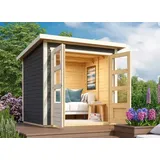 Gartenhaus Holz 19mm Gerätehaus Alster A mit Dacheindeckung terragrau Karibu