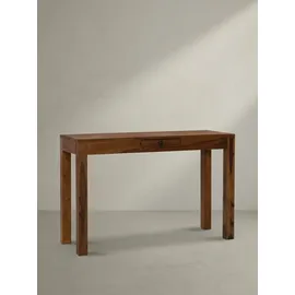 KADIMA DESIGN Schreibtisch 118x40x76 cm Massivholz Computertisch mit Schublade, Homeoffice Bürotisch Massiv Schmal Platzsparend, Holztisch Laptoptisch