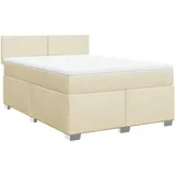 vidaXL Boxspringbett mit Matratze Creme 140x190 cm Stoff