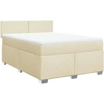 vidaXL Boxspringbett mit Matratze Creme 140x190 cm Stoff