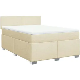 vidaXL Boxspringbett mit Matratze Creme 140x190 cm Stoff