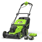 Greenworks Akku Rasenmäher 41cm Knopfdruck, + 2x 24V (4Ah) Akkus MO48L422-0