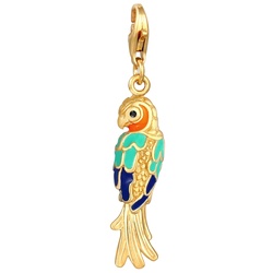 Nenalina Papagei Emaille Kristalle 925 Silber Charms & Kettenanhänger   Damen 