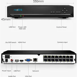 Reolink 12MP PoE Kamerasystem, 16-Kanal NVR mit 2TB HDD für 24/7 Aufzeichnung und 4 Dome Überwachungskameras mit Personen-/Fahrzeugerkennung,