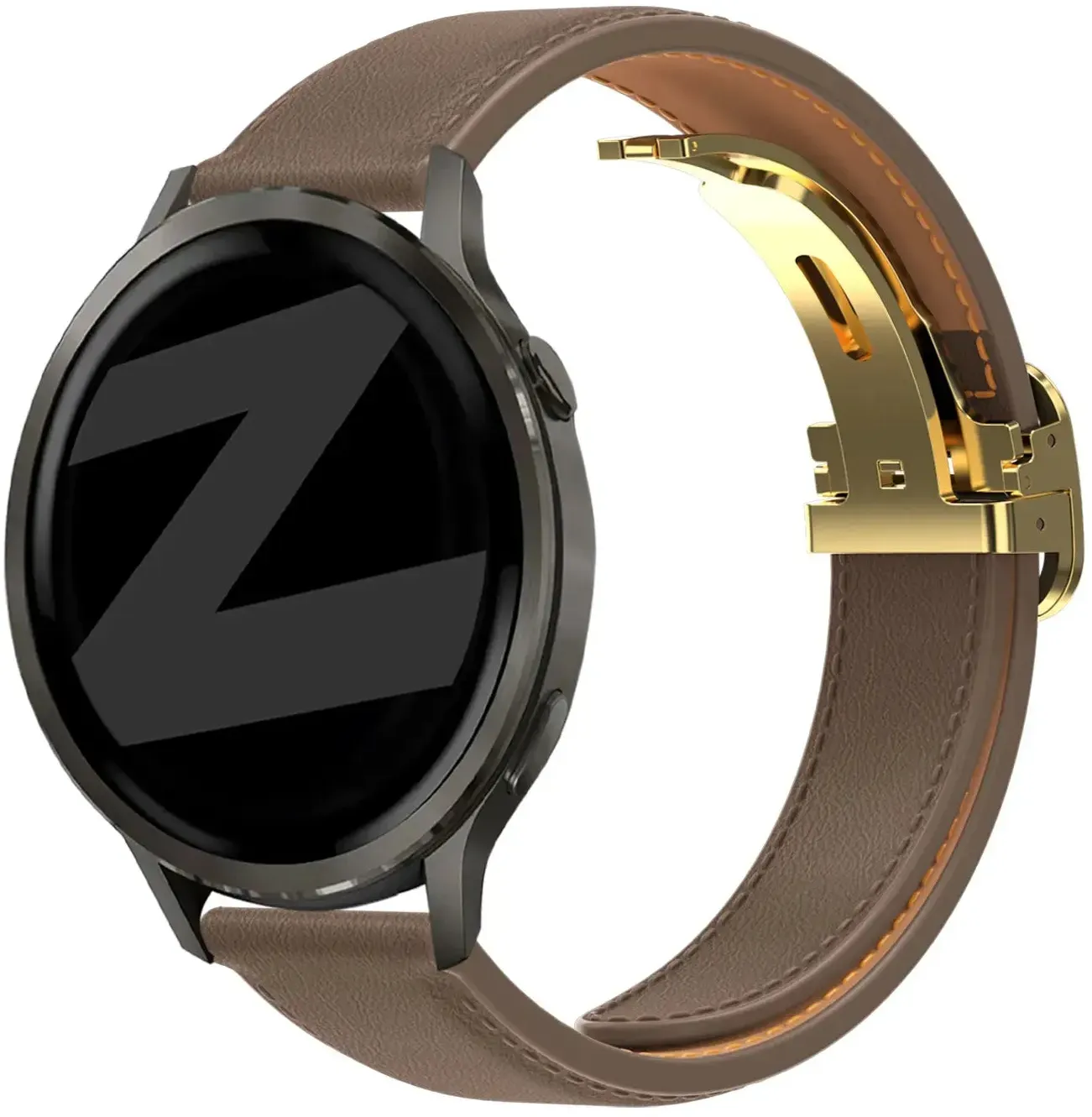 Bandz Actyve Smartwatch 20mm Armband Leder 'D-Type' für Actyve Smartwatch 20mm - Dunkelbraun - Schnallenverschluss