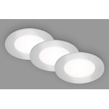 Briloner Leuchten - 3er Set Einbauleuchten Decke LED Einbaulampen ultraflach, Einbaustrahler Bad, Badeinbaustrahler IP65, chrom-matt