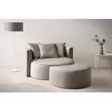 LeGer Home by Lena Gercke XXL-Sessel »ISALIE, Rundsessel mit Hocker, Lesesessel, Loveseat, Big-Sessel«, (Set), trendige Stoffe, 3 Zierkissen, große Sitzfläche, Cord, Samt, Bouclé