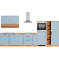 Kochstation Küche »KS-Lana«, 380 cm breit, wahlweise mit oder ohne E-Geräte, blau