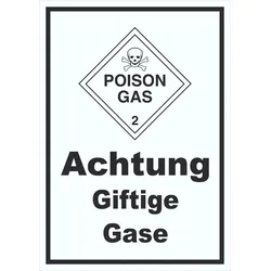 Schild Giftige Gase Poison Gas Totenkopf hochkant A6 (105x148mm)