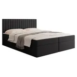 MIRJAN24 Boxspringbett mit zwei Bettkästen Tirulo, Schlafzimmer, Dopellbett mit Topper (Farbe: Polo 897, Größe: 160x200 cm) - Schwarz