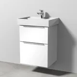 Sanipa 3way Waschtischunterbau für Keramik-Waschtisch Collaro 50 cm, 2 Auszüge mit Aufsatzgriff, Badmöbel,