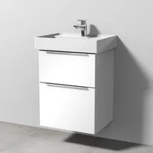 Sanipa 3way Waschtischunterbau für Keramik-Waschtisch Collaro 50 cm, 2 Auszüge mit Aufsatzgriff, Badmöbel,