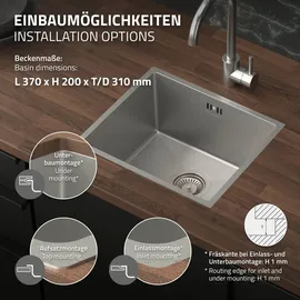 ML-Design Edelstahl Küchenspüle 34 x 40 cm Silber