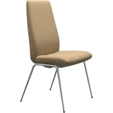 Polsterstuhl STRESSLESS "Laurel", beige (sand paloma, chrom matt), B:57cm H:105cm T:60cm, Leder PALOMA: PALOMA ist ein durchgefärbtes Semianilin-Möbelleder mit natürlicher Narbung., Stühle, Polsterstuhl, High Back, Größe L, mit Beinen aus Stahl in Chrom matt