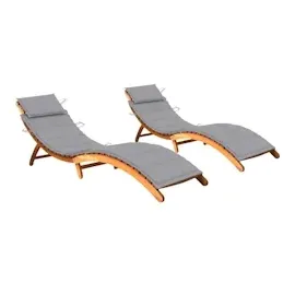 vidaXL Sonnenliegen 2 Stk. mit Auflagen Massivholz Akazie