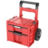QBRICK System PRO Cart 2.0 Plus Drawer 2 Red Ultra HD Custom mobile Box auf Rädern 520 x 415 x 660 mm 9,5 l 12 l abnehmbarer Doppelteleskopgriff - Rot