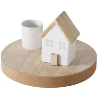 Boltze Home Kerzenhalter, Weiß, Eiche, Kunststoff, 10x6.5x10 cm, Dekoration,