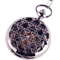 ShoppeWatch Schwarze Taschenuhr Steampunk Skelett Mechanisches Uhrwerk Handaufzug Römische Ziffern Cosplay PW-71