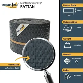 zaunzu® Sichtschutzstreifen Rattan 26 m Anthrazit