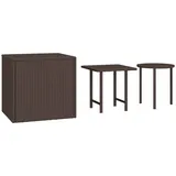 vidaXL Beistelltische 3 Stk. Braun Poly Rattan