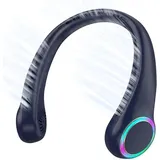 Tragbarer, Per Usb Aufladbarer Nackenventilator, Leise Und Zum Aufhängen Beim Sport Geeignet, Mit Farbigen Lichtern, Kleiner, Klingenloser Ventilator