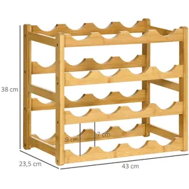 Homcom Weinregal natur Naturmaterialien, 23.5x38x43 cm