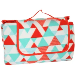 Picknickdecke 200 x 200 cm Dreieck Motiv Camping Fleece Decke mit Tragegriff